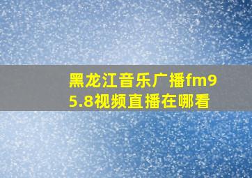 黑龙江音乐广播fm95.8视频直播在哪看