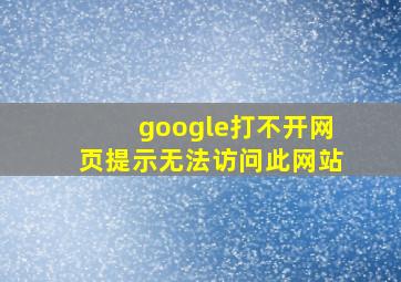 google打不开网页提示无法访问此网站