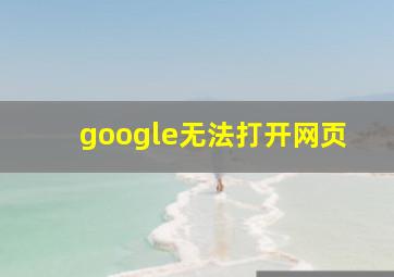 google无法打开网页