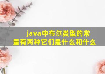 java中布尔类型的常量有两种它们是什么和什么