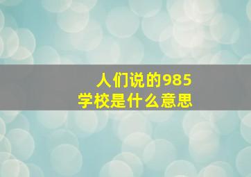 人们说的985学校是什么意思