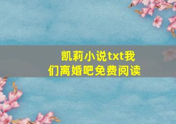 凯莉小说txt我们离婚吧免费阅读