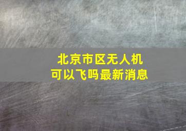 北京市区无人机可以飞吗最新消息