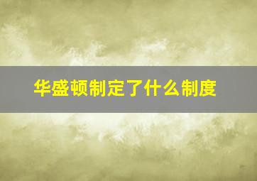 华盛顿制定了什么制度