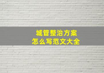 城管整治方案怎么写范文大全