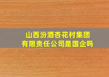 山西汾酒杏花村集团有限责任公司是国企吗