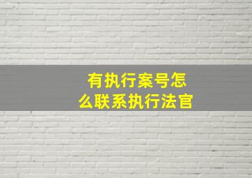 有执行案号怎么联系执行法官