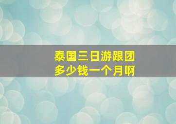 泰国三日游跟团多少钱一个月啊