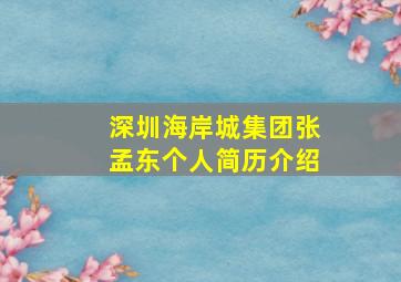 深圳海岸城集团张孟东个人简历介绍