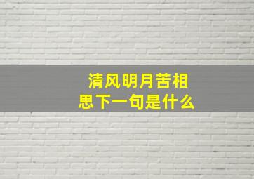 清风明月苦相思下一句是什么