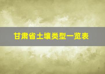 甘肃省土壤类型一览表