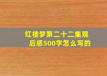 红楼梦第二十二集观后感500字怎么写的