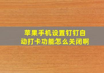 苹果手机设置钉钉自动打卡功能怎么关闭啊