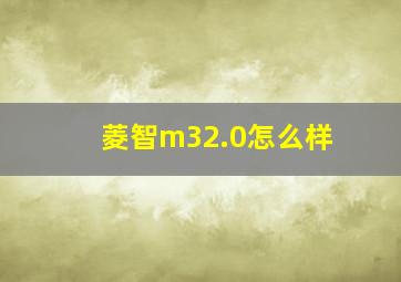 菱智m32.0怎么样