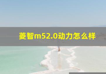 菱智m52.0动力怎么样