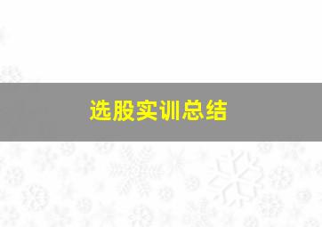 选股实训总结