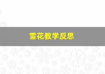 雪花教学反思